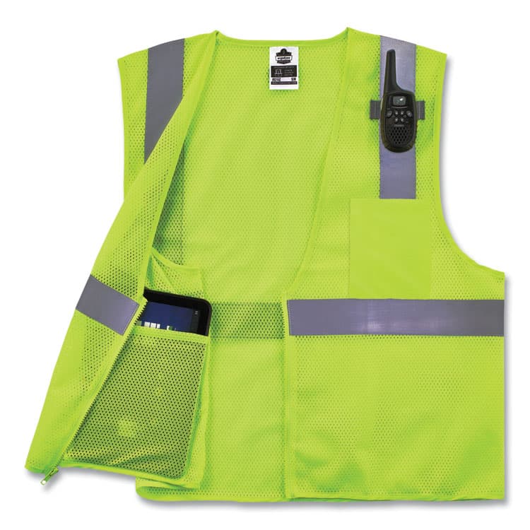 ERGODYNE CORPORATION GloWear 8210Z Class 2 Economy Mesh Vest, Polyester, Lime, Small/Medium (EGO21053) thumbnail 4