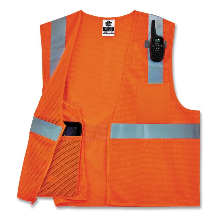 ERGODYNE CORPORATION GloWear 8210Z Class 2 Economy Mesh Vest, Polyester, Orange, Small/Medium (EGO21043) thumbnail 2