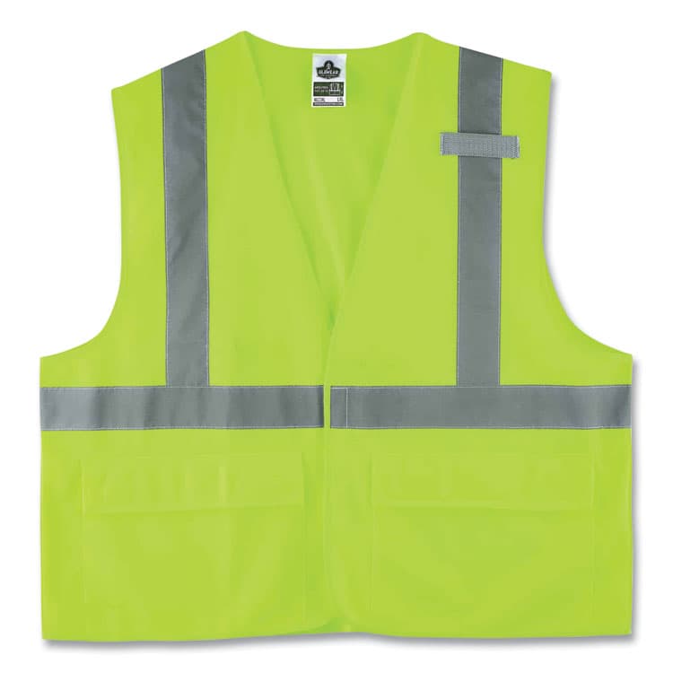 ERGODYNE CORPORATION GloWear 8225HL Class 2 Standard Solid Hook and Loop Vest, Polyester, Lime, 4X-Large/5X-Large (EGO21189)