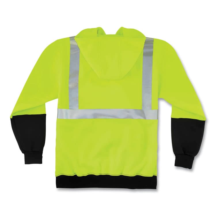ERGODYNE CORPORATION GloWear 8293 Hi-Vis Class 2 Hooded Sweatshirt Black Bottom, Polar Fleece, X-Large, Lime (EGO21685) thumbnail 3