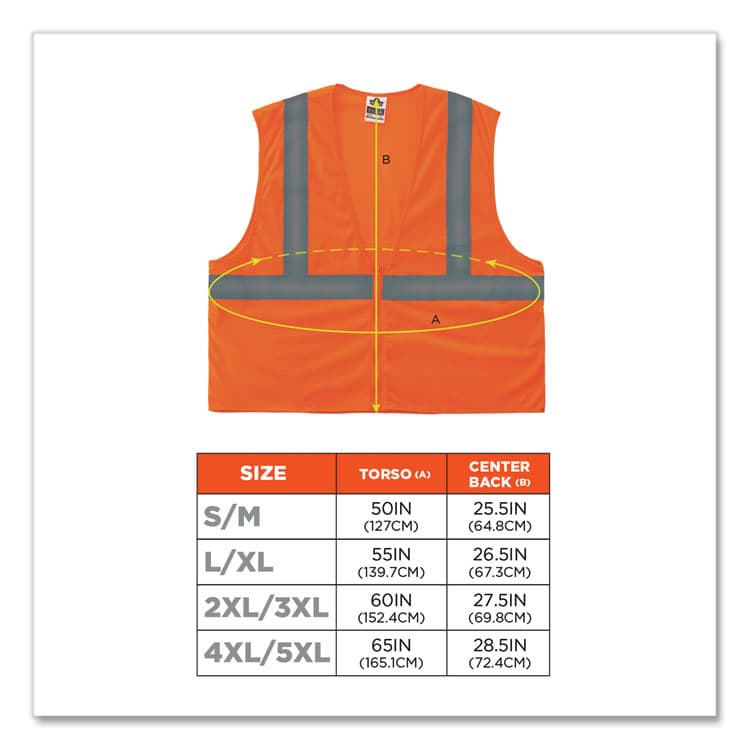 ERGODYNE CORPORATION GloWear 8205Z Class 2 Super Economy Mesh Vest, Polyester, Orange, 2X-Large/3X-Large (EGO20987) thumbnail 4