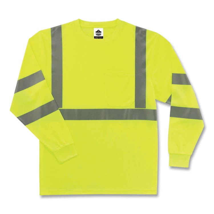 ERGODYNE CORPORATION GloWear 8391 Class 3 Hi-Vis Long Sleeve Shirt, Polyester, Lime, Small (EGO21702) thumbnail 3