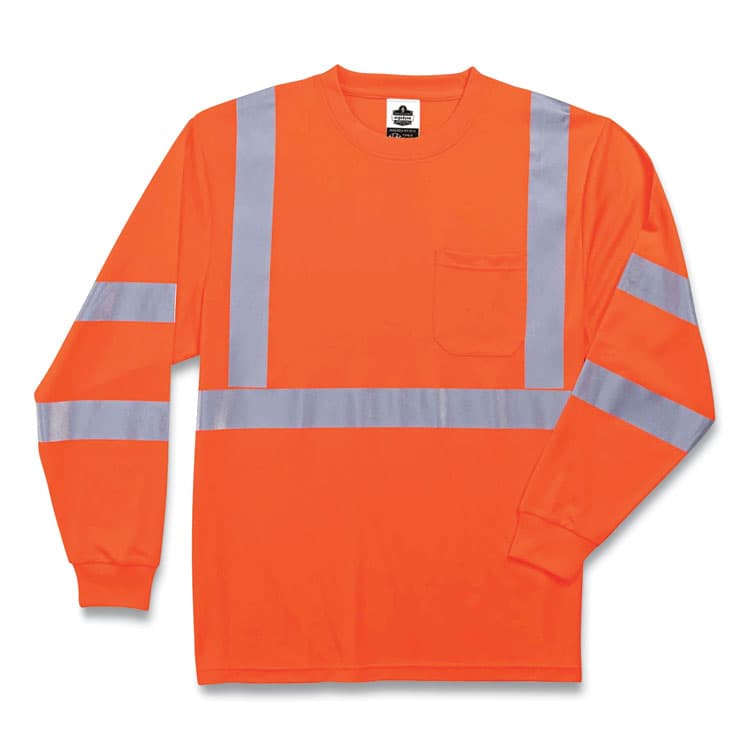 ERGODYNE CORPORATION GloWear 8391 Class 3 Hi-Vis Long Sleeve Shirt, Polyester, Orange, Medium (EGO21713)
