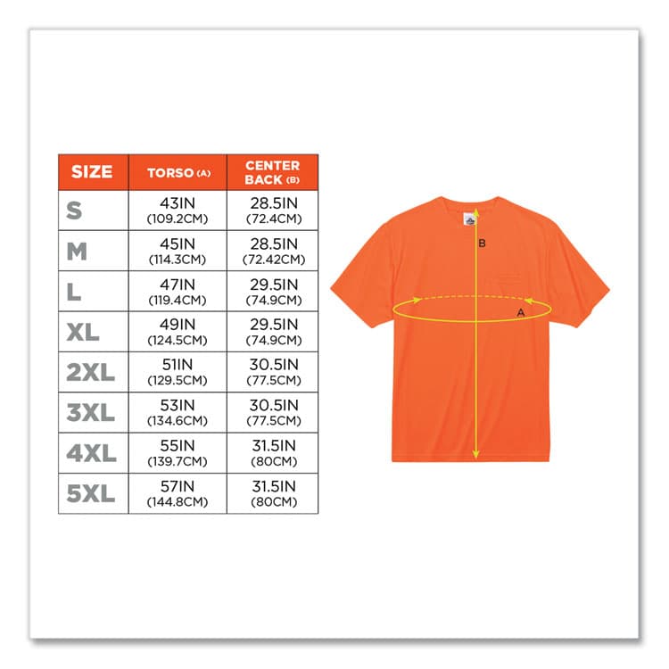 ERGODYNE CORPORATION GloWear 8089 Non-Certified Hi-Vis T-Shirt, Polyester, X-Large, Orange (EGO21565) thumbnail 3