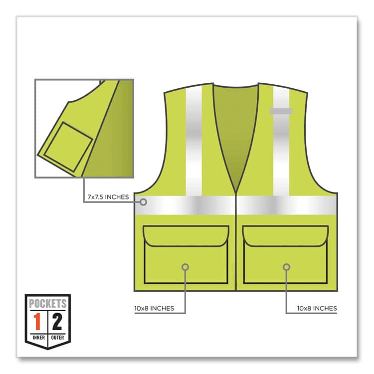 ERGODYNE CORPORATION GloWear 8225Z Class 2 Standard Solid Vest, Polyester, Lime, 2X-Large/3X-Large (EGO21167) thumbnail 4