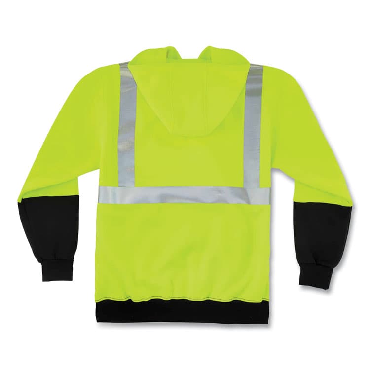 ERGODYNE CORPORATION GloWear 8293 Hi-Vis Class 2 Hooded Sweatshirt Black Bottom, Polar Fleece, 3X-Large, Lime (EGO21687) thumbnail 4