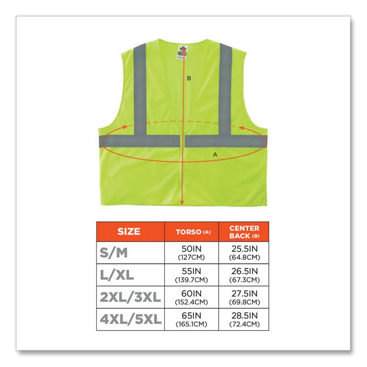 ERGODYNE CORPORATION GloWear 8205Z Class 2 Super Economy Mesh Vest, Polyester, Lime, 2X-Large/3X-Large (EGO20997) thumbnail 4