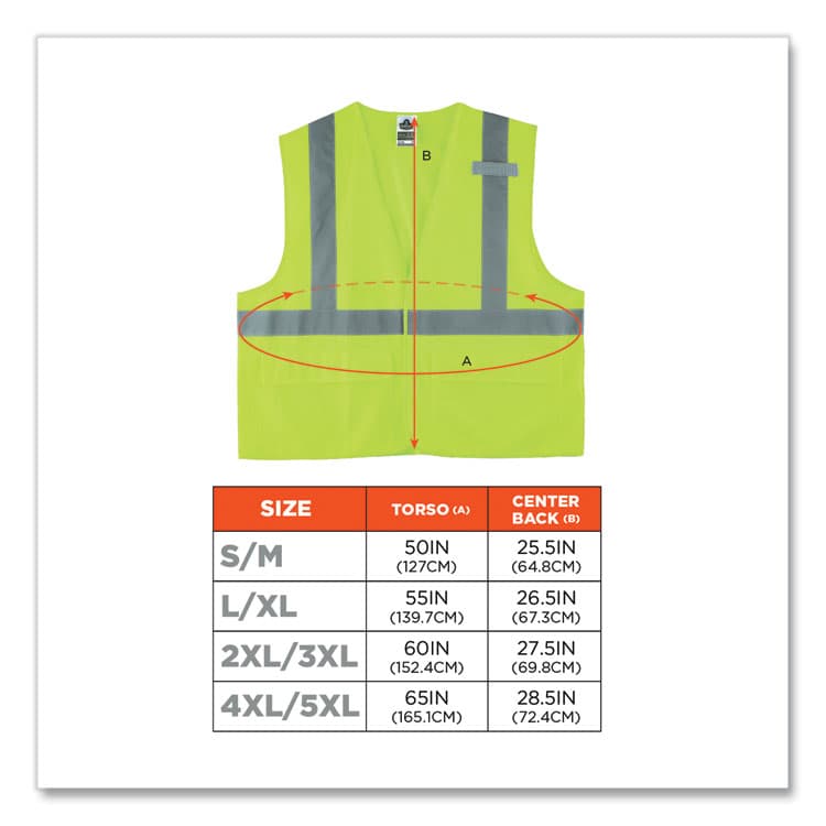 ERGODYNE CORPORATION GloWear 8225HL Class 2 Standard Solid Hook and Loop Vest, Polyester, Lime, Large/X-Large (EGO21185) thumbnail 3