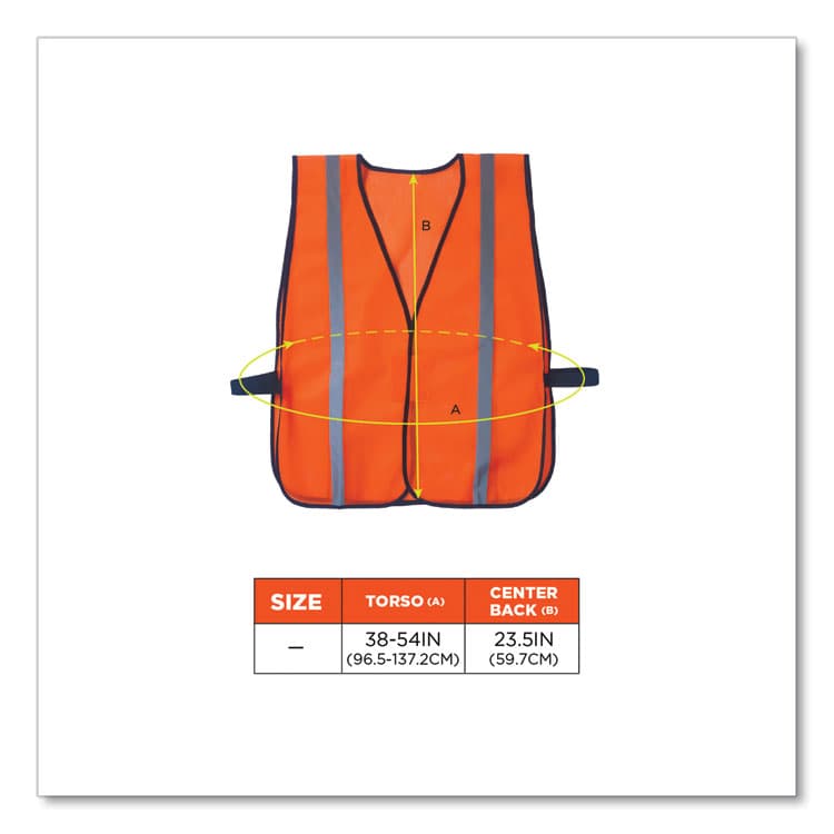 ERGODYNE CORPORATION GloWear 8020HL Non-Certified Standard Vest, Polyester, One Size Fits Most, Orange (EGO20030) thumbnail 4