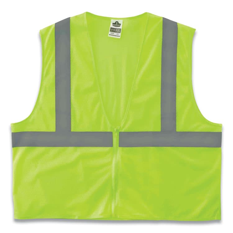 ERGODYNE CORPORATION GloWear 8205Z Class 2 Super Economy Mesh Vest, Polyester, Lime, Small/Medium (EGO20993)