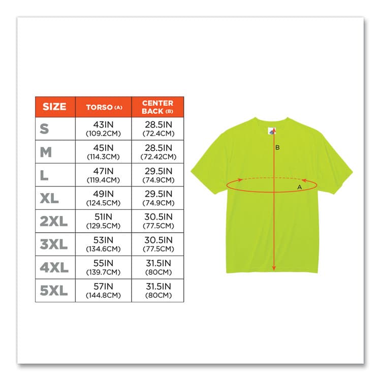 ERGODYNE CORPORATION GloWear 8089 Non-Certified Hi-Vis T-Shirt, Polyester, Medium, Lime (EGO21553) thumbnail 3