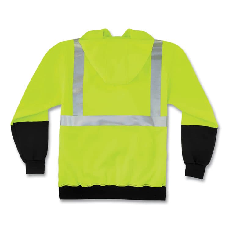 ERGODYNE CORPORATION GloWear 8293 Hi-Vis Class 2 Hooded Sweatshirt Black Bottom, Polar Fleece, Large, Lime (EGO21684) thumbnail 3
