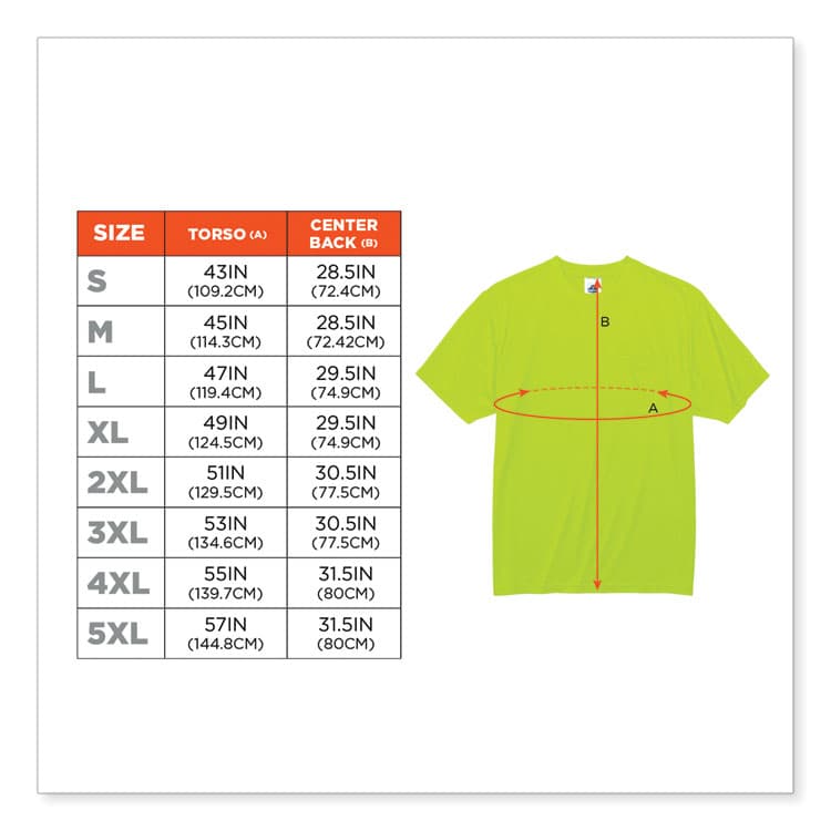 ERGODYNE CORPORATION GloWear 8089 Non-Certified Hi-Vis T-Shirt, Polyester, 3X-Large, Lime (EGO21557) thumbnail 4