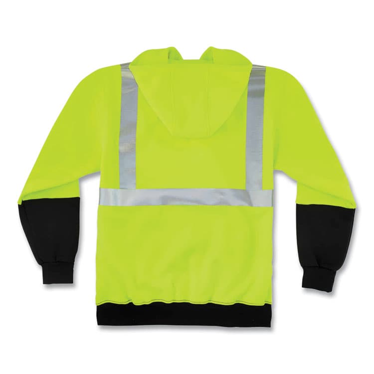 ERGODYNE CORPORATION GloWear 8293 Hi-Vis Class 2 Hooded Sweatshirt Black Bottom, Polar Fleece, 2X-Large, Lime (EGO21686) thumbnail 4