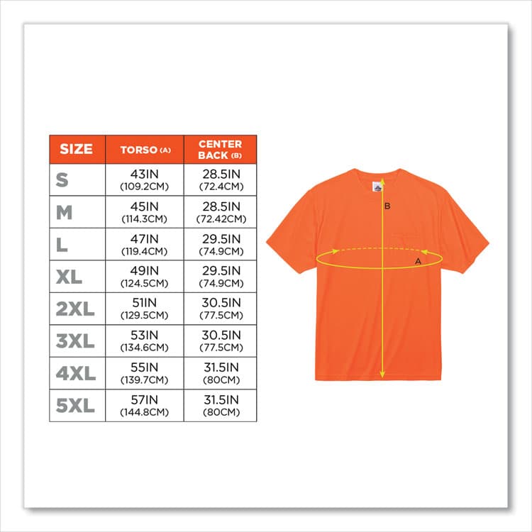 ERGODYNE CORPORATION GloWear 8089 Non-Certified Hi-Vis T-Shirt, Polyester, 4X-Large, Orange (EGO21568) thumbnail 3