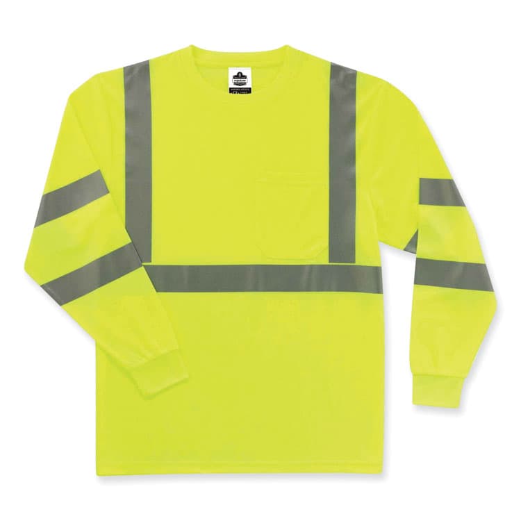 ERGODYNE CORPORATION GloWear 8391 Class 3 Hi-Vis Long Sleeve Shirt, Polyester, Lime, X-Large (EGO21705)