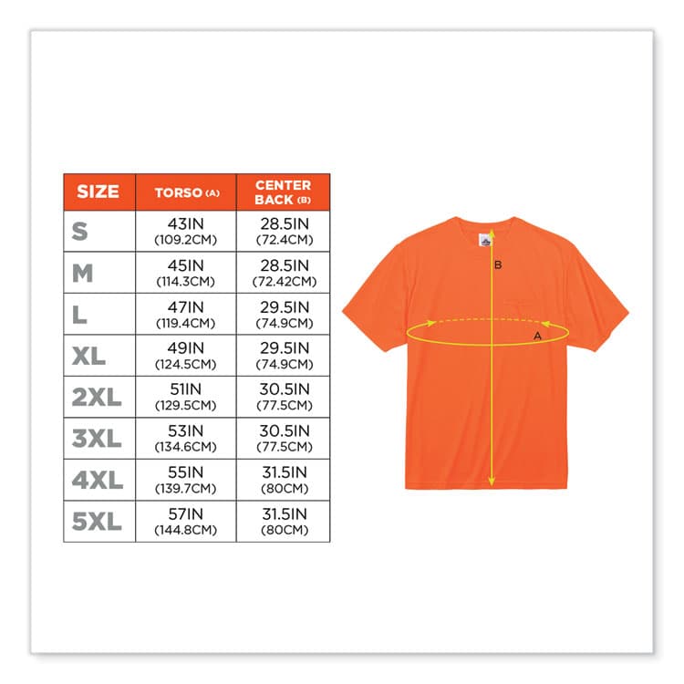 ERGODYNE CORPORATION GloWear 8089 Non-Certified Hi-Vis T-Shirt, Polyester, Large, Orange (EGO21564) thumbnail 3