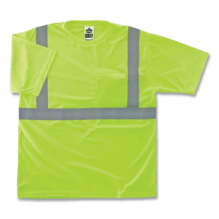 ERGODYNE CORPORATION GloWear 8289 Class 2 Hi-Vis T-Shirt, Polyester, Lime, X-Small (EGO21501)