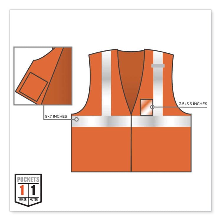 ERGODYNE CORPORATION GloWear 8216BA Class 2 Breakaway Mesh ID Holder Vest, Polyester, Small/Medium, Orange (EGO21083) thumbnail 4