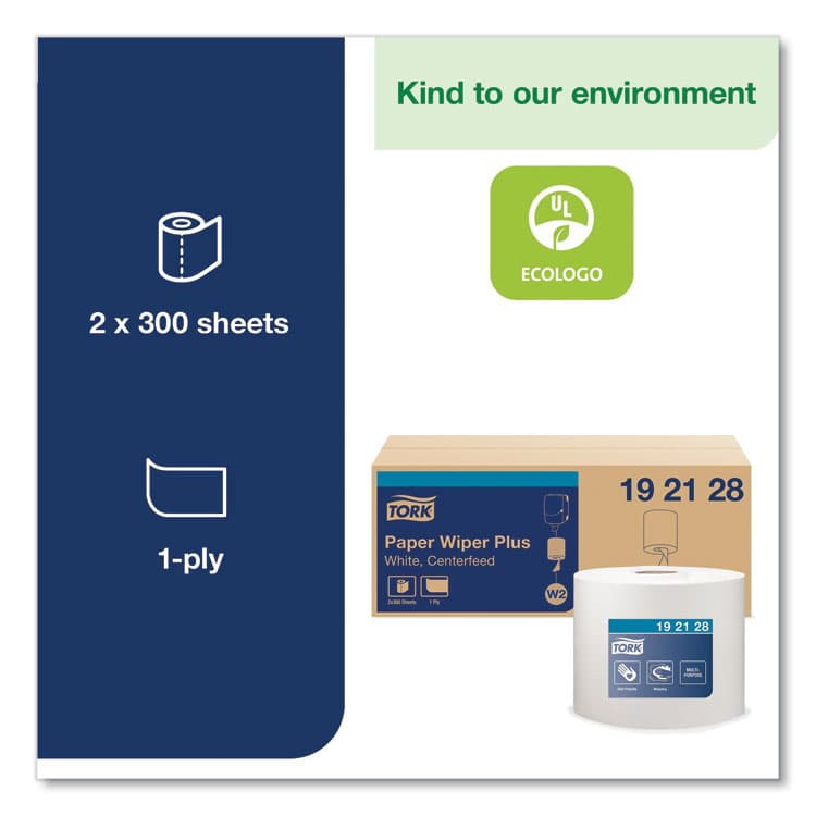 ESSITY Paper Wiper Plus, 9.8 x 15.2, White, 300/Roll, 2 Rolls/Carton (TRK192128) thumbnail 3