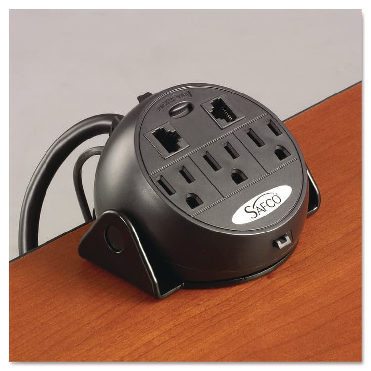 SAFCO PRODUCTS Power Module, 3 Outlets, 2 RJ-45 Ports, 8 ft Cord, Black (SAF2059BL)