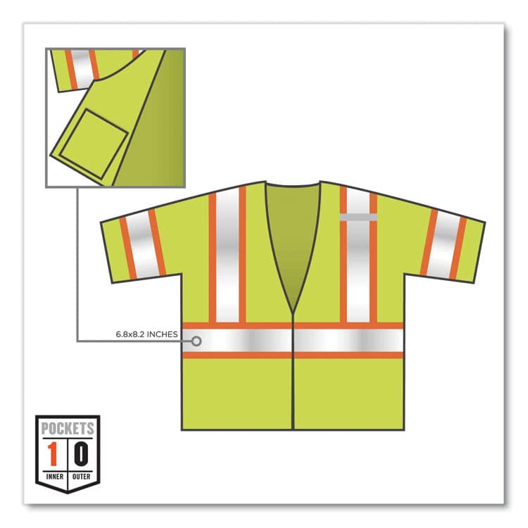 ERGODYNE CORPORATION GloWear 8330Z Class 3 Two-Tone Zipper Vest, Polyester, Small/Medium, Lime (EGO22183) thumbnail 2