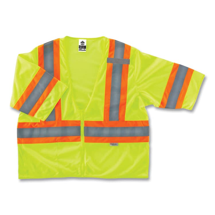 ERGODYNE CORPORATION GloWear 8330Z Class 3 Two-Tone Zipper Vest, Polyester, Largel/X-Large, Lime (EGO22185)
