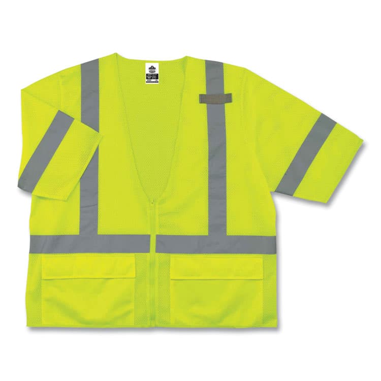 ERGODYNE CORPORATION GloWear 8320Z Class 3 Standard Zipper Vest, Polyester, Largel/X-Large, Lime (EGO22125) thumbnail 3