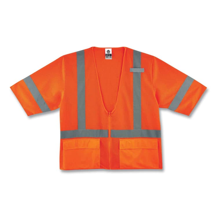 ERGODYNE CORPORATION GloWear 8320Z Class 3 Standard Zipper Vest, Polyester, 4X-Large/5X-Large, Orange (EGO22119)
