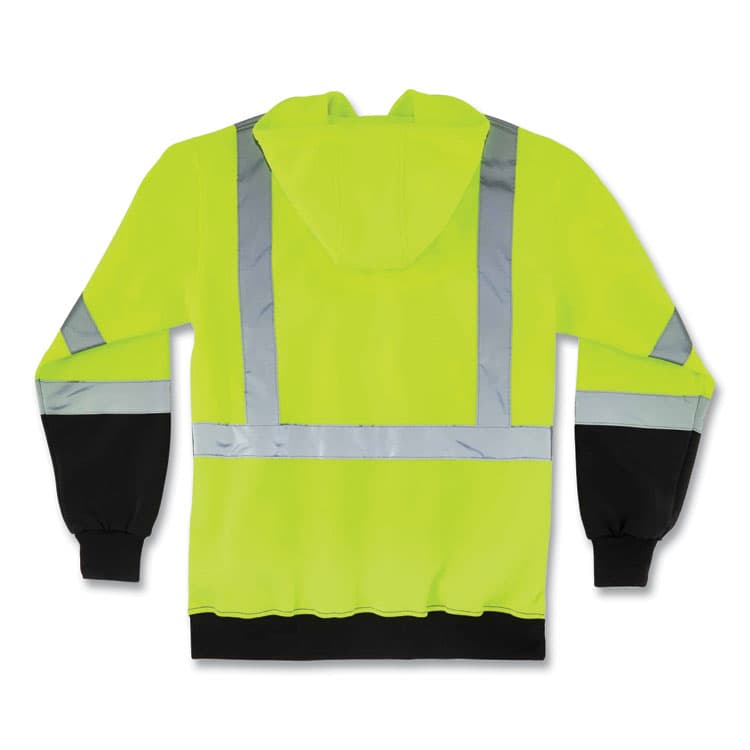 ERGODYNE CORPORATION GloWear 8373 Hi-Vis Class 3 Hooded Sweatshirt with Black Bottom, Polar Fleece, Lime, X-Large (EGO21885) thumbnail 2