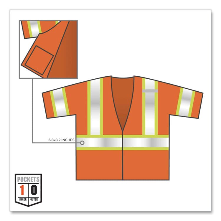 ERGODYNE CORPORATION GloWear 8330Z Class 3 Two-Tone Zipper Vest, Polyester, 4X-Large/5X-Large, Orange (EGO22179) thumbnail 3