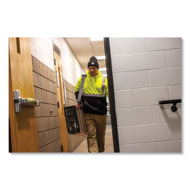 ERGODYNE CORPORATION GloWear 8373 Hi-Vis Class 3 Hooded Sweatshirt with Black Bottom, Polar Fleece, Lime, 3X-Large (EGO21887) thumbnail 3