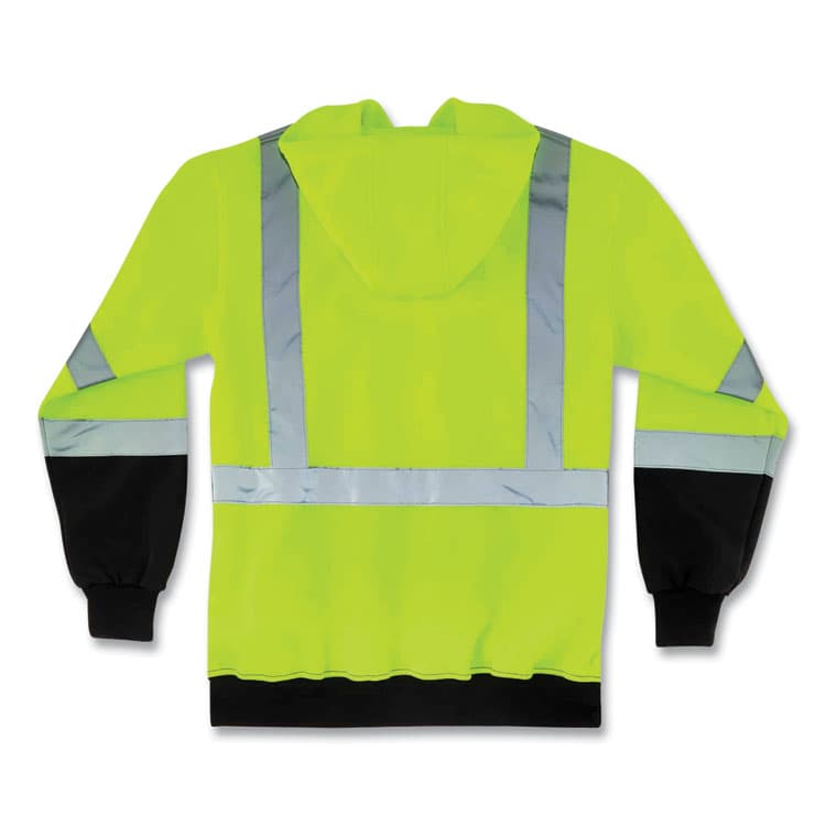 ERGODYNE CORPORATION GloWear 8373 Hi-Vis Class 3 Hooded Sweatshirt with Black Bottom, Polar Fleece, Lime, Large (EGO21884) thumbnail 3