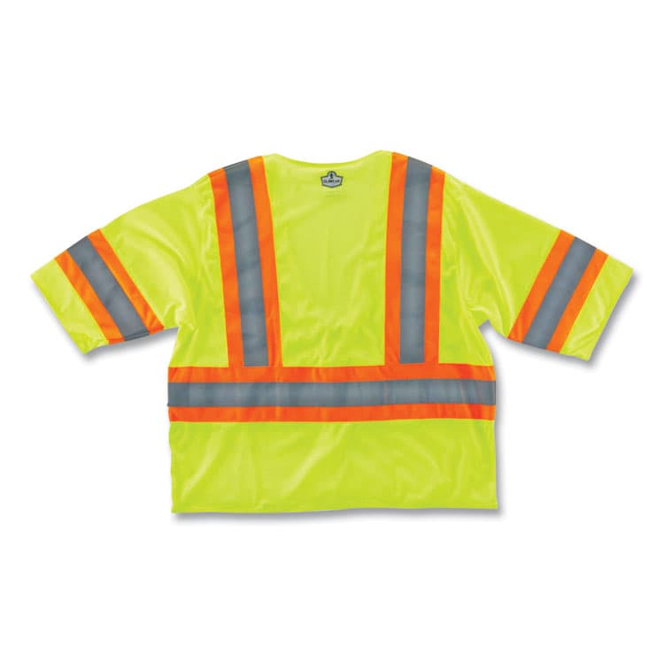 ERGODYNE CORPORATION GloWear 8330Z Class 3 Two-Tone Zipper Vest, Polyester, 4X-Large/5X-Large, Lime (EGO22189) thumbnail 2