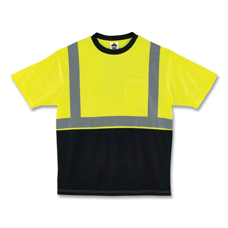 ERGODYNE CORPORATION GloWear 8289BK Class 2 Hi-Vis T-Shirt with Black Bottom, 4X-Large, Lime (EGO22508)