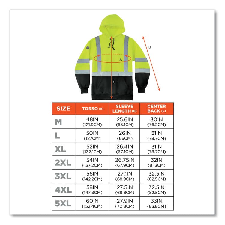 ERGODYNE CORPORATION GloWear 8373 Hi-Vis Class 3 Hooded Sweatshirt with Black Bottom, Polar Fleece, Lime, Large (EGO21884) thumbnail 4