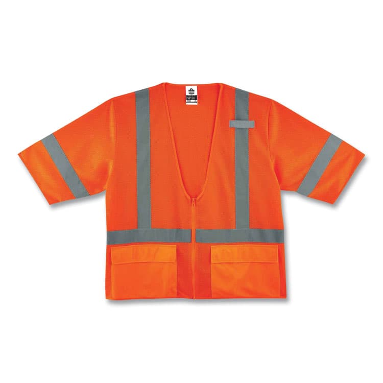 ERGODYNE CORPORATION GloWear 8320Z Class 3 Standard Zipper Vest, Polyester, Largel/X-Large, Orange (EGO22115)