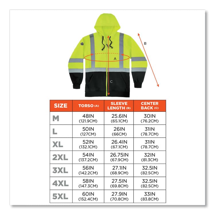 ERGODYNE CORPORATION GloWear 8372 ZipUp HiVis Class 3 Zip Hooded Sweatshirt with Black Bottom, Polar Fleece, Lime, X-Large (EGO21845) thumbnail 4