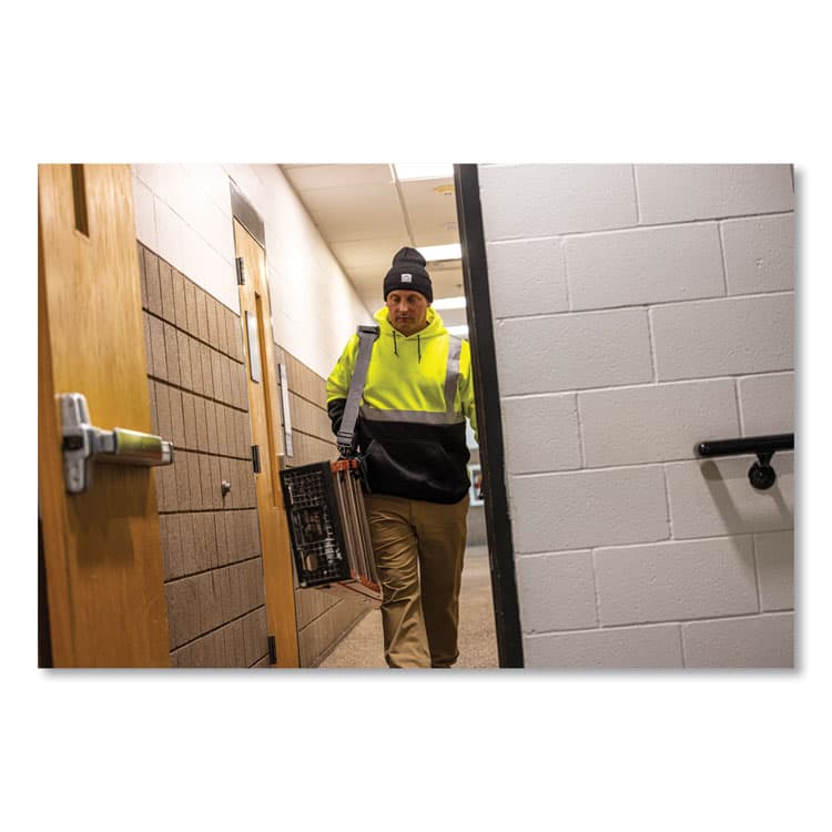 ERGODYNE CORPORATION GloWear 8373 Hi-Vis Class 3 Hooded Sweatshirt with Black Bottom, Polar Fleece, Lime, X-Large (EGO21885) thumbnail 4