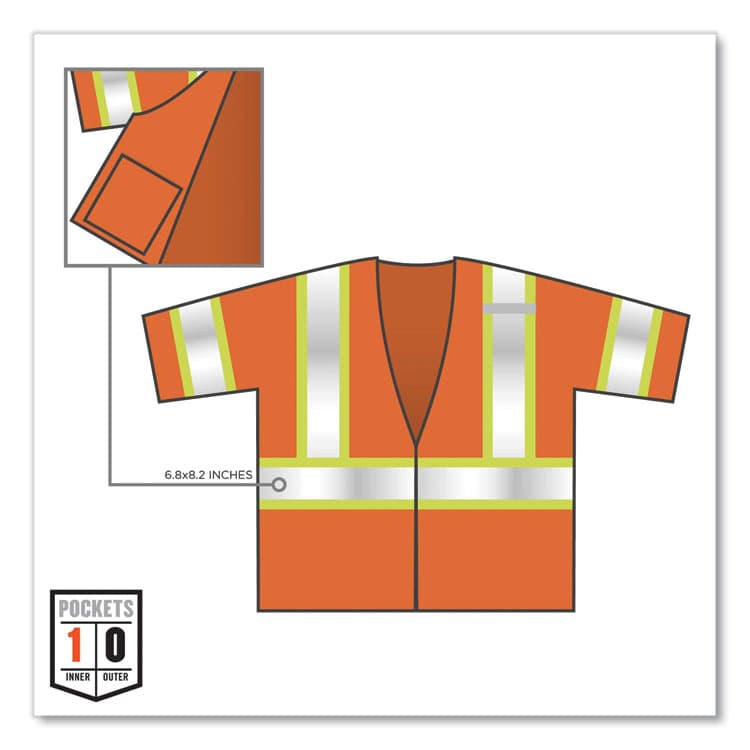 ERGODYNE CORPORATION GloWear 8330Z Class 3 Two-Tone Zipper Vest, Polyester, Largel/X-Large, Orange (EGO22175) thumbnail 4