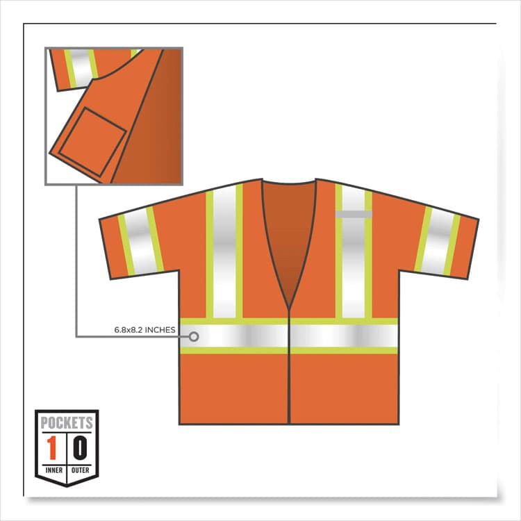 ERGODYNE CORPORATION GloWear 8330Z Class 3 Two-Tone Zipper Vest, Polyester, 2X-Large/3X-Large, Orange (EGO22177) thumbnail 4