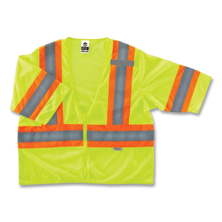 ERGODYNE CORPORATION GloWear 8330Z Class 3 Two-Tone Zipper Vest, Polyester, 4X-Large/5X-Large, Lime (EGO22189)