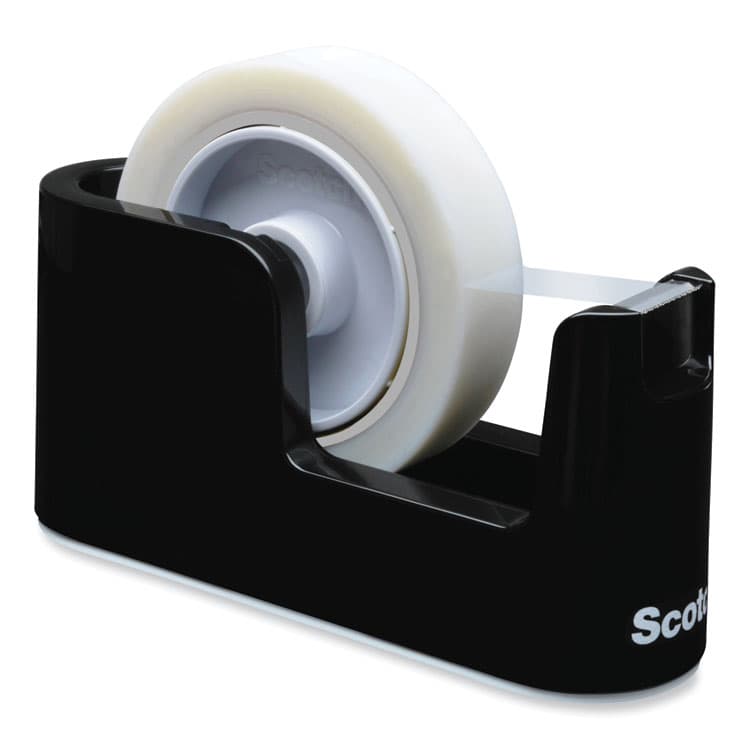 3M/COMMERCIAL TAPE DIV. Heavy Duty Weighted Desktop Tape Dispenser with One Roll of Tape, 3" Core, ABS, Black (MMMC24)