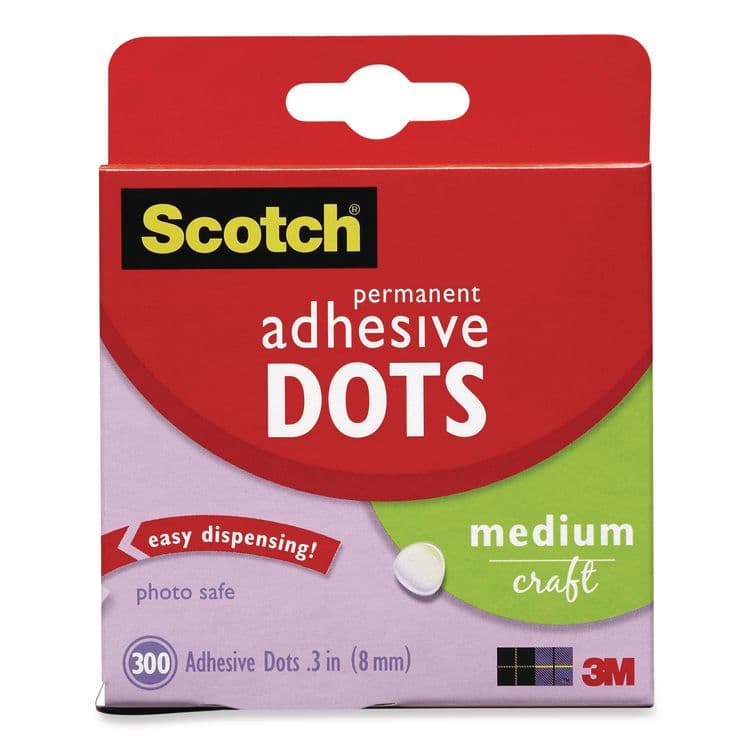 3M/COMMERCIAL TAPE DIV. Mounting Adhesive Dots, 0.3" dia, Transparent, 300/Pack (MMM70005077485)