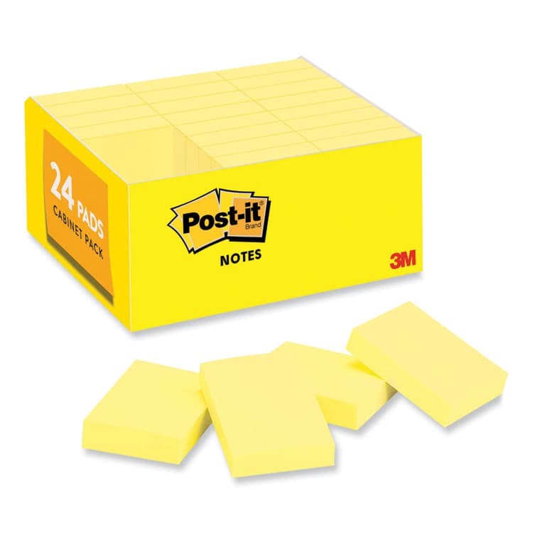 3M/COMMERCIAL TAPE DIV. Original Pads in Canary Yellow, 1.38" x 1.88", Value Pack, 100 Sheets/Pad, 24 Pads/Pack (MMM65324VAD)