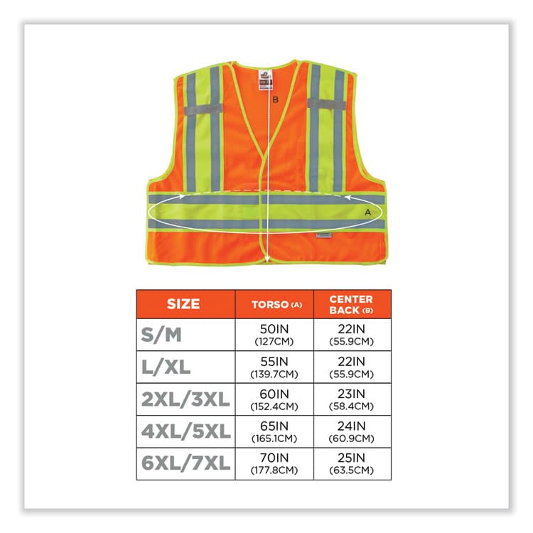 ERGODYNE CORPORATION GloWear 8245PSV Class 2 Public Safety Vest, Polyester, 4X-Large/5X-Large, Orange (EGO23389) thumbnail 2