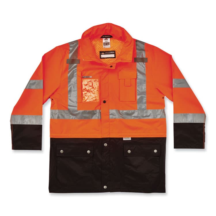ERGODYNE CORPORATION GloWear 8386 Class 3 Hi-Vis Outer Shell Jacket, Polyester, 3X-Large, Orange (EGO25467)