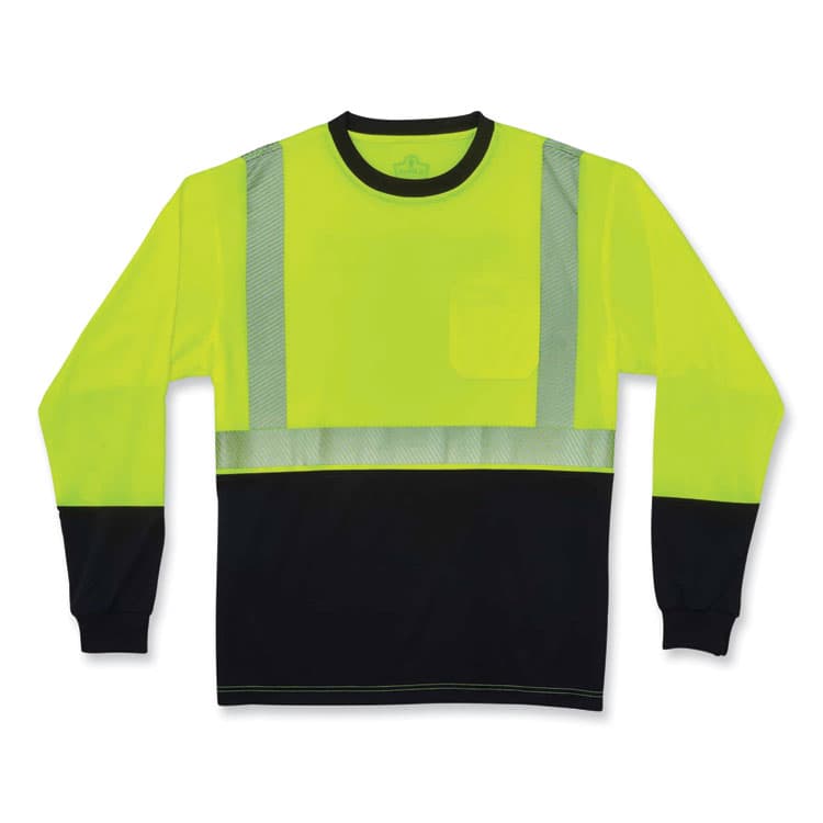 ERGODYNE CORPORATION GloWear 8281BK Class 2 Long Sleeve Shirt with Black Bottom, Polyester, 4X-Large, Lime (EGO22638)