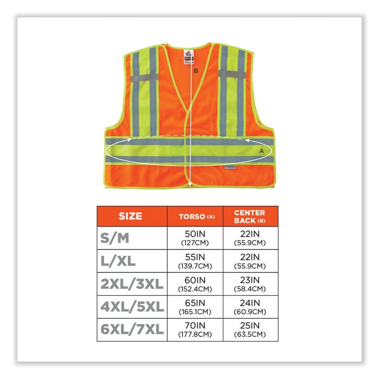 ERGODYNE CORPORATION GloWear 8245PSV Class 2 Public Safety Vest, Polyester, Large/X-Large, Orange (EGO23385) thumbnail 3