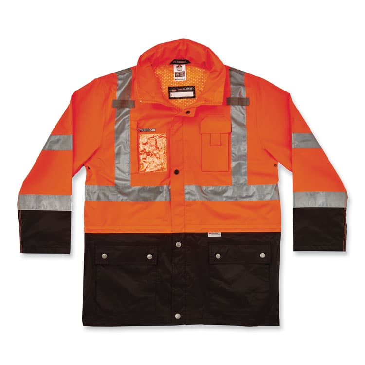 ERGODYNE CORPORATION GloWear 8386 Class 3 Hi-Vis Outer Shell Jacket, Polyester, X-Large, Orange (EGO25465)
